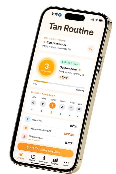 Tan Routine App - AI Tanning App with UV Tracker and Skin Analysis